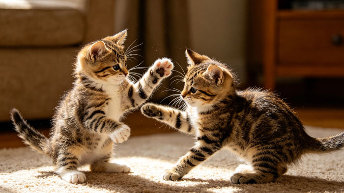 two kittens playing together