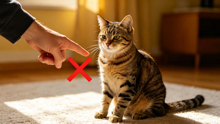 hands playing with cat - wrong behavior