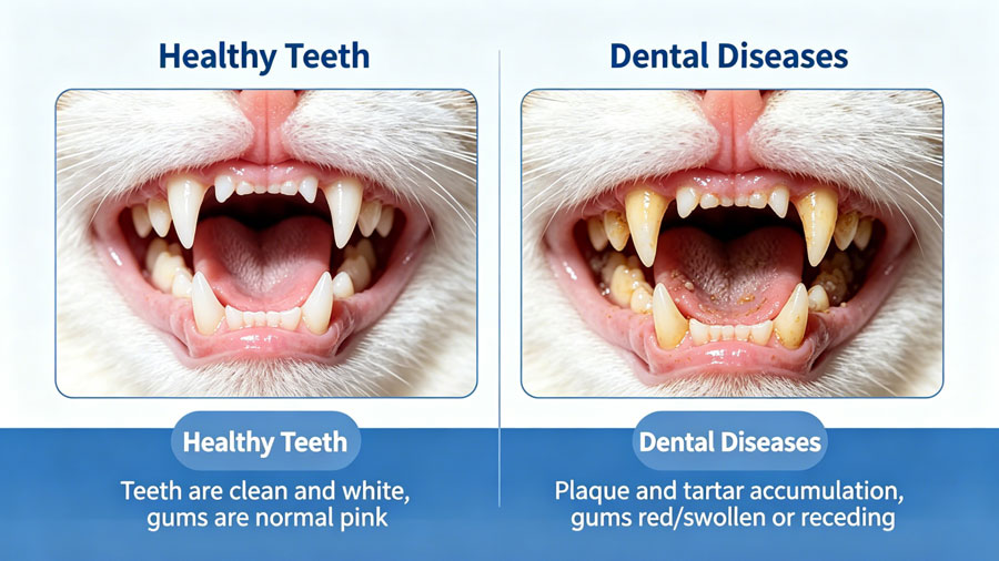 healthy cat teeth versus tooth resorption comparison