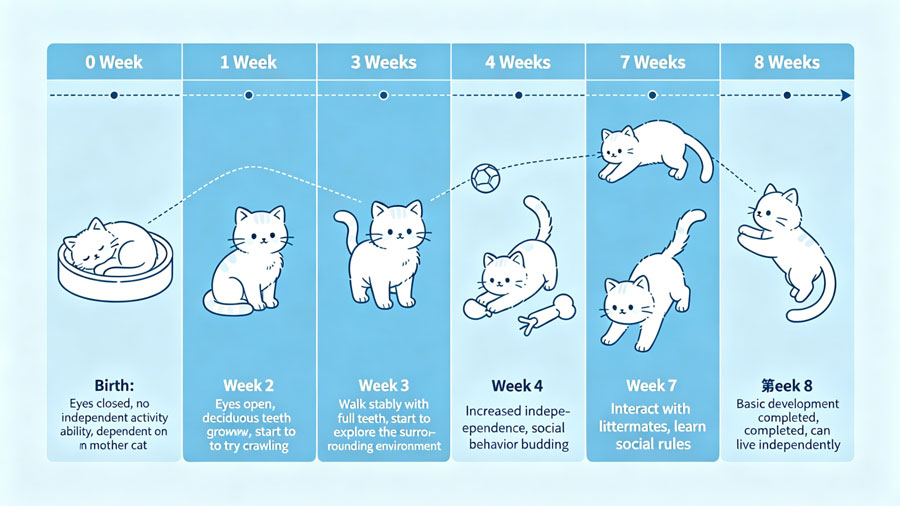 kitten eye development timeline from birth to 8 weeks