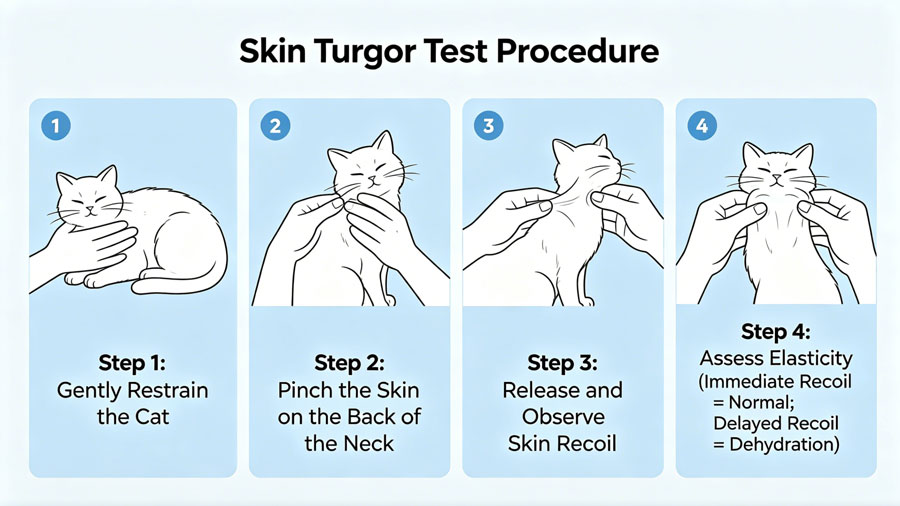 how to perform skin turgor test on a cat for dehydration