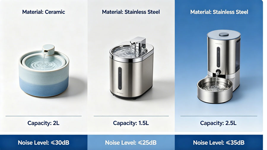 cat water fountain options ceramic and stainless steel comparison