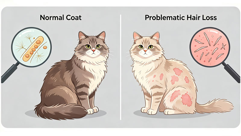 normal shedding vs abnormal hair loss in senior cats
