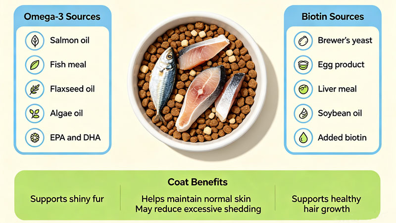 cat food ingredients that support coat health
