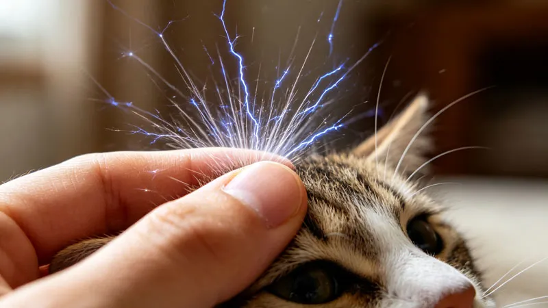 cat fur static electricity spark during petting