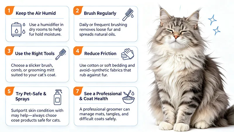 infographic checklist for preventing cat coat static