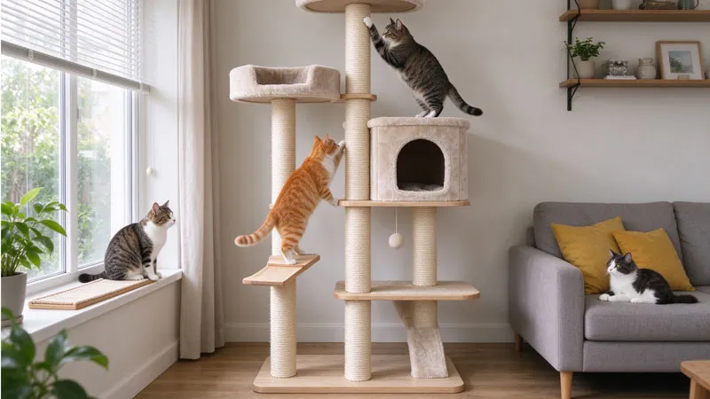 cat tree providing vertical safe space in home