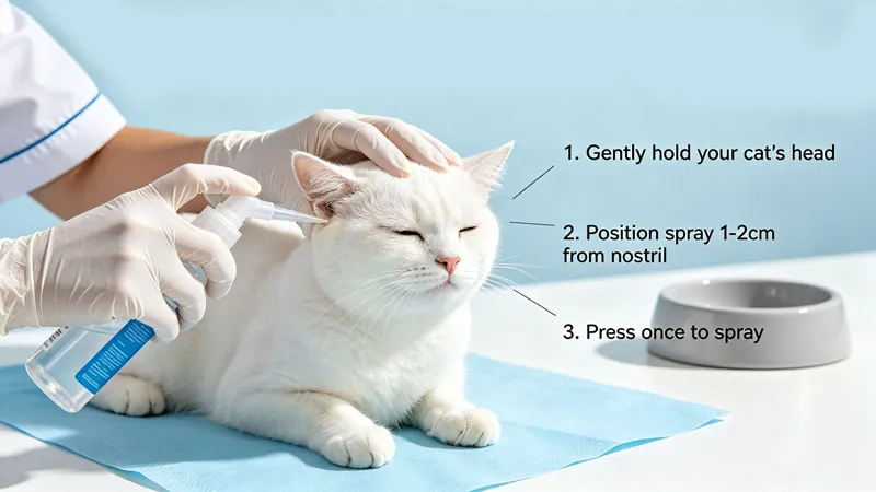 Using saline spray for cat nasal congestion