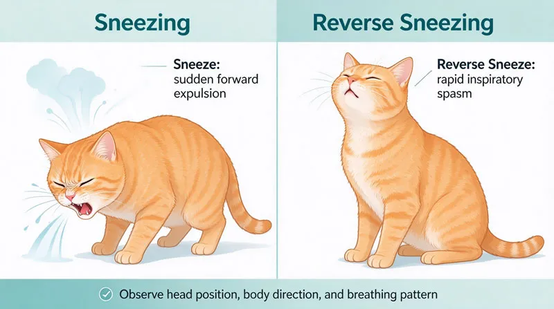 Cat sneezing versus reverse sneezing comparison