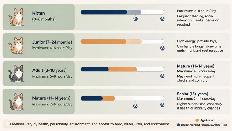 safe alone time chart for cats by age